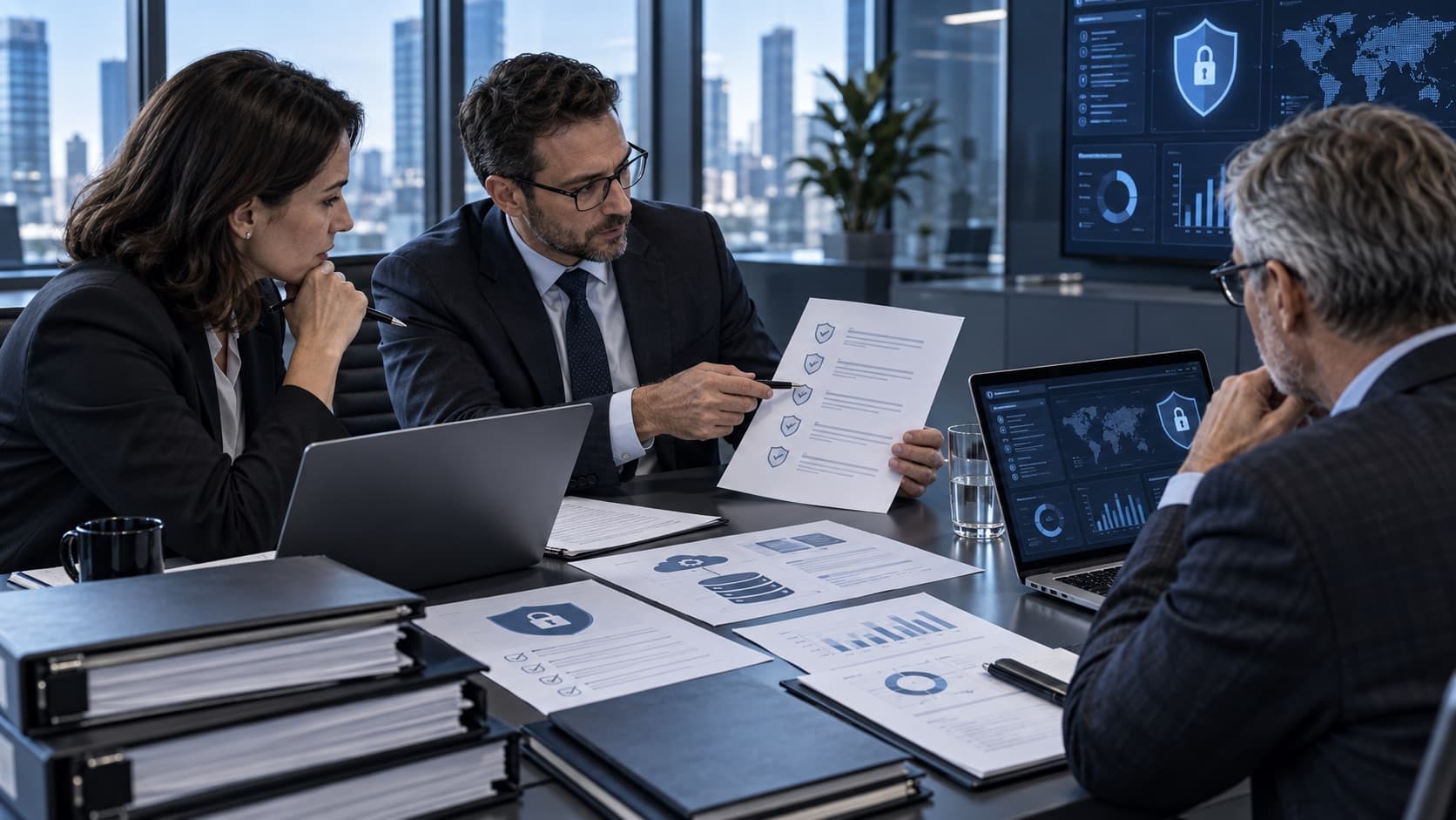 Team reviewing cybersecurity evidence